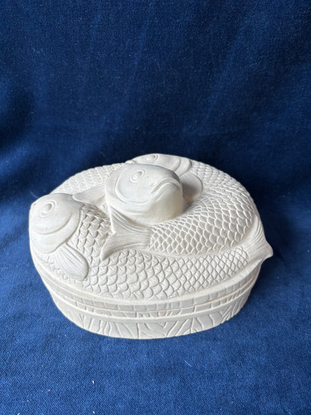 Koi Fish Pottery Trinket Dish With Lid