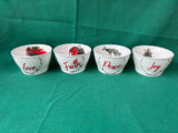 Set Of 4 Modern Southern Home Christmas Faith, Peace, Family & Love Bowls