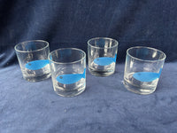 Set Of 4 Low Ball Glasses Blue Fish