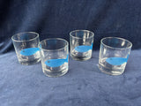 Set Of 4 Low Ball Glasses Blue Fish