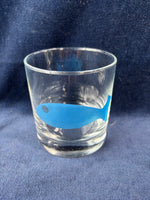 Set Of 4 Low Ball Glasses Blue Fish