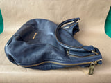 Michael Kors Navy Blue Pebbled Leather Expandable Hobo Shoulder Bag