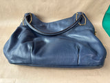 Michael Kors Navy Blue Pebbled Leather Expandable Hobo Shoulder Bag