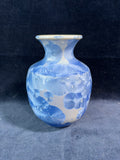Signed Studio Art Glazed Blue Crystalline Pottery Vase