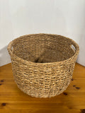 Decorative Round Woven Basket W/ Cutout Handles