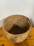 Decorative Round Woven Basket W/ Cutout Handles