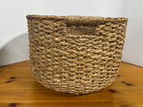 Decorative Round Woven Basket W/ Cutout Handles