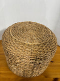 Decorative Round Woven Basket W/ Cutout Handles
