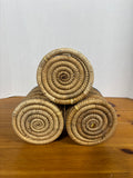 Woven Rattan 3 Compartment Caddy Basket w Handle