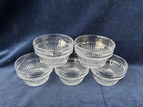 Set Of 5 Libbey Duratuff Custard Dessert Cup Clear Glass USA (2 Sets Available, Priced Individually)