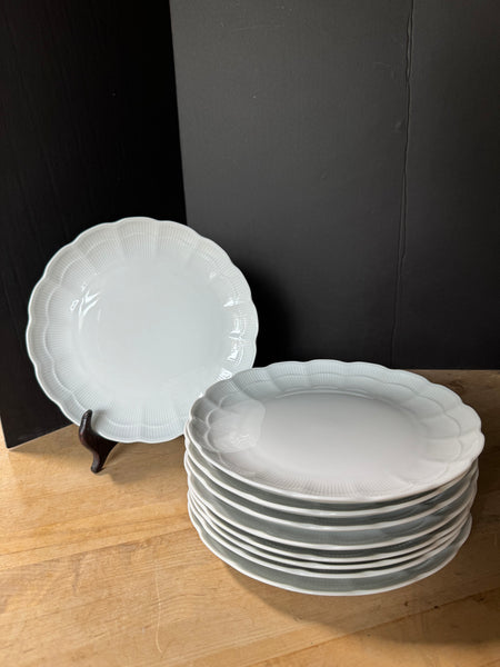 (B) Kaiser Germany Romantica White Scallop Edged Luncheon Plates Set of 8 - 2 AVAILABLE—PRICED INDIVIDUALLY AT $95 PER SET)
