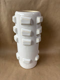 Nate Berkus White Ceramic Textured Rectangular-Relief Vase (2 Available, Priced Individually)