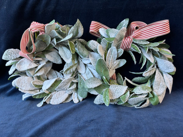 Pair Of Small Frosted Wreaths
