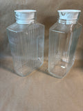 Pair Of Ribbed Clear Glass Water Juice Pitcher