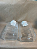 Pair Of Ribbed Clear Glass Water Juice Pitcher