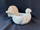 Pottery Barn Turkey Gravy Boat & Ladel White Distressed Stoneware
