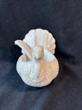 Pottery Barn Turkey Gravy Boat & Ladel White Distressed Stoneware