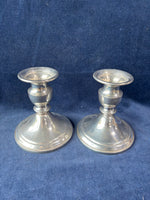Pair Of Web Pewter Weighted Candle Holders