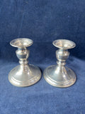 Pair Of Web Pewter Weighted Candle Holders