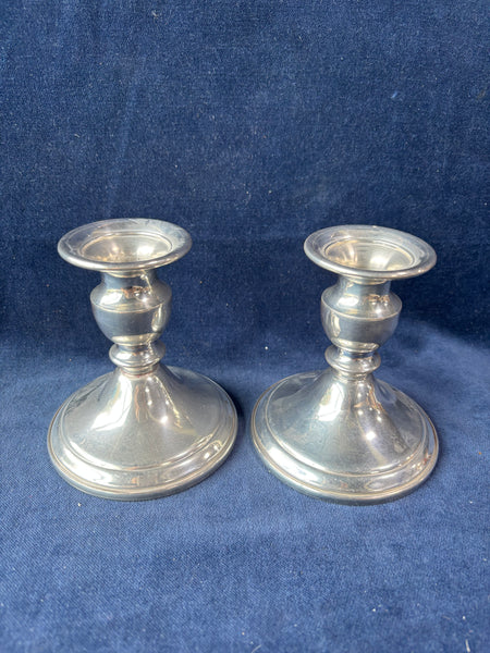 Pair Of Web Pewter Weighted Candle Holders