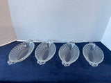 Set Of 4 Pretzel Pattern Indiana Glass Oval Double Handled Textured Pickle Dishes
