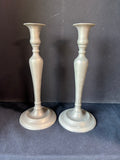 Pair Of Metal Grey Candlestick Holders