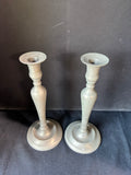 Pair Of Metal Grey Candlestick Holders