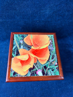 Wooden Floral Decorative Box With Blank Cards And Envelopes Inside