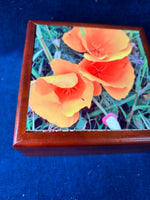 Wooden Floral Decorative Box With Blank Cards And Envelopes Inside