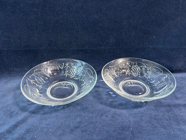 Pair Of Indiana Clear Glass Orchard Fruit Bowls