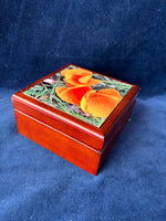 Wooden Floral Decorative Box With Blank Cards And Envelopes Inside