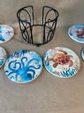 Sea Life Coaster Set Of 6 W/ Holder *Read Description*