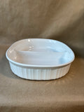 Corning Ware F-6-B French White Oval Divided Casserole Dish