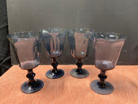 (A) Set Of 4 Lenox Dark Blue Wine Glasses