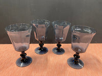 (B) Set Of 4 Lenox Dark Blue Wine Glasses