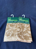 Set Of 4 Gold Toned Holiday Time Damask Napkins, Unopened