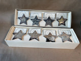 Set Of 8 Silver Plated Pier 1 Star Napkin Rings W/ Place Cards