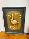 PrimitiveSigned Wooden “Farm Fresh Eggs” Print Wall Plaque *Read Description*