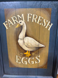PrimitiveSigned Wooden “Farm Fresh Eggs” Print Wall Plaque *Read Description*