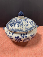 Serving Lidded Bowl Ceramic Blue And White