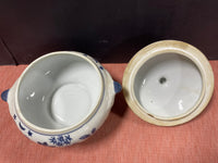 Serving Lidded Bowl Ceramic Blue And White