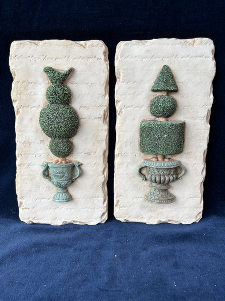 Pair Of Resin Topiary Wall Hanging Decor