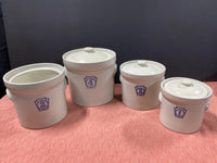 Pfaltzgraff “Yorktowne” Keystone Blue Set 1, 2, 3, 4 Canister Crocks