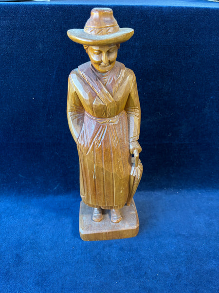 Hand Carved Women With Umbrella- Made In Germany