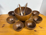 9-Piece Wood Salad Bowls With Wooden Bowls And Serve Ware