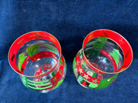Pair Of Hand Painted Christmas Vases