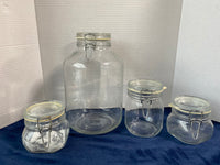 (A) Lot Of 4 Italy Fidenza Fido Clear Glass Canister Jars