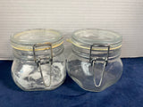 (A) Lot Of 4 Italy Fidenza Fido Clear Glass Canister Jars