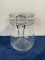 (A) Lot Of 4 Italy Fidenza Fido Clear Glass Canister Jars