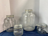 (B) Lot Of 4 Italy Fidenza Fido Clear Glass Canister Jars